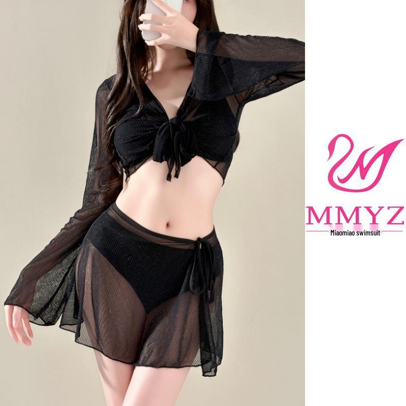 

2025 Женский сексуальный комплект бикини из четырех частей - Купальник с контролем живота и эффектом похудения для инфлюенсеров S (80-95 jin)