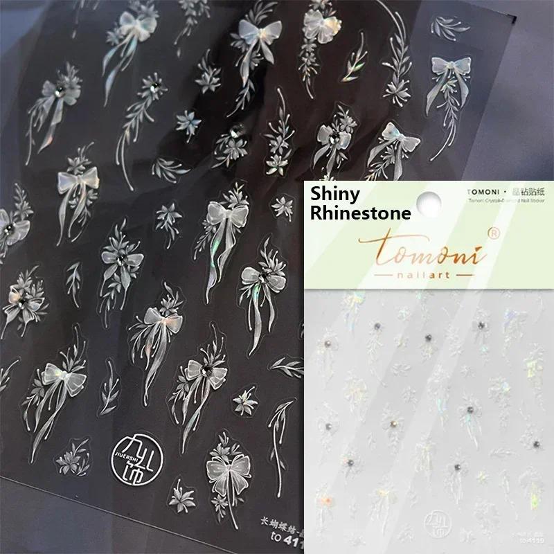 5D Butterfly Red Spider Lily Blooming Flowers Nail Art Stickers Chinese Characters Phoenix Swallow Self Adhesive Manicure Decals