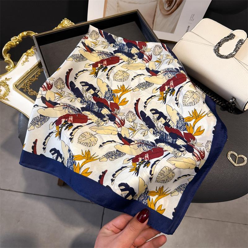 New Luxury Silk Square Scarf Women Neck Summer Beach Hair Bandana Headkerchief Shawl Wrap Hijab Echarpe