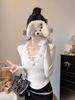 Slimming Lace V-Neck Long-Sleeve Top - Women's Autumn/Winter Flattering Style