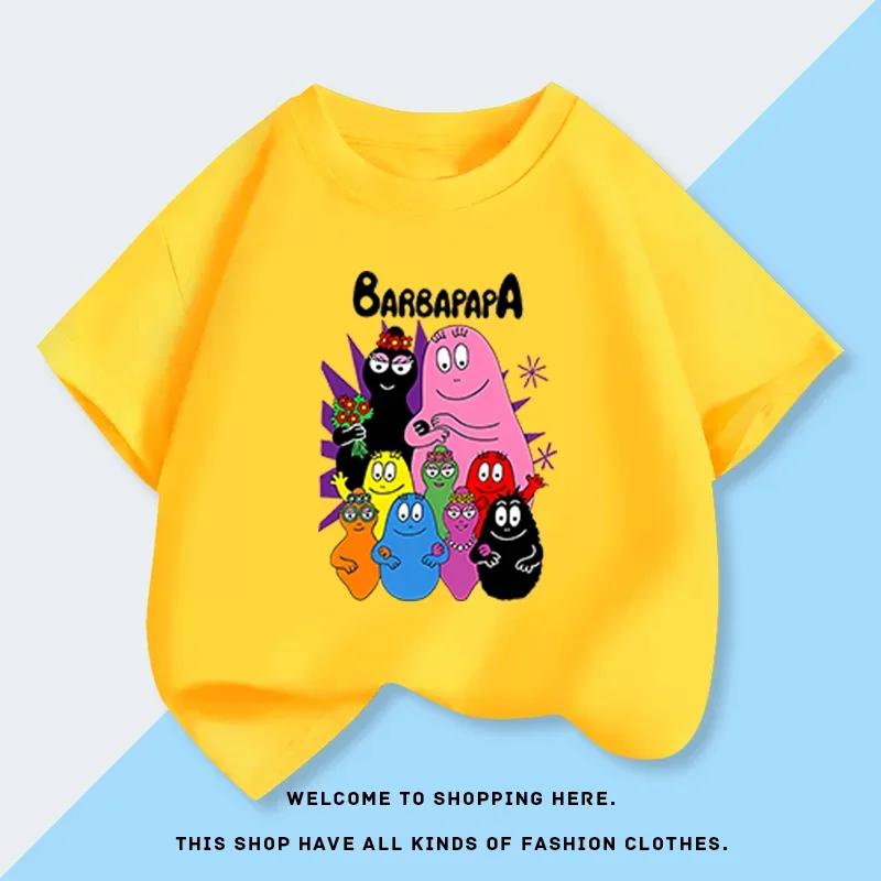 Summer New Product Barbapapa Shortsleeved Tshirts Shorts Childrens Luxury Tops Comfortable Shorts Casual Pure Cotton