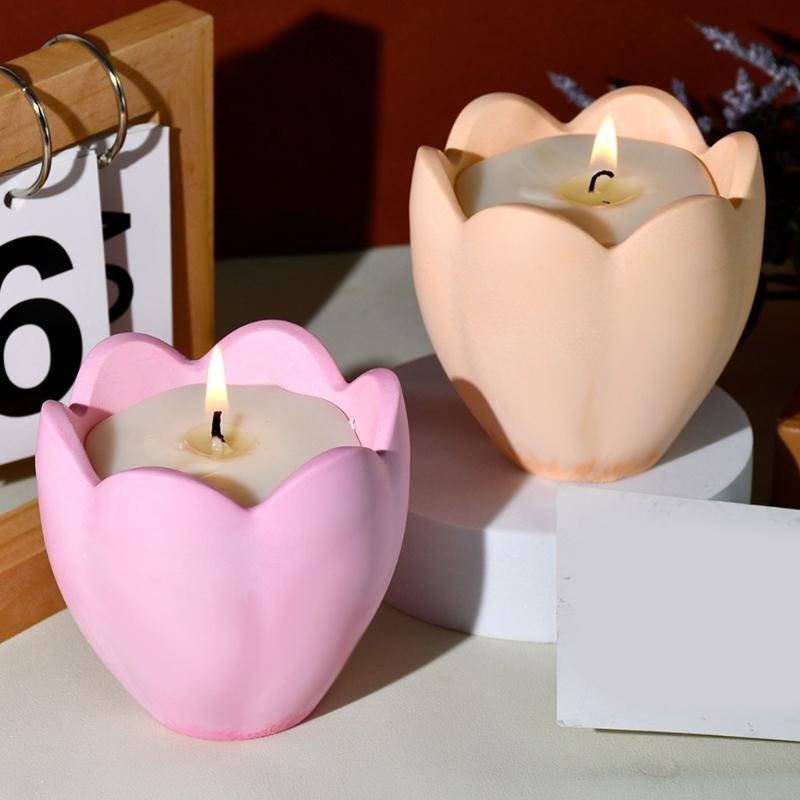 Elegant Floral Tealight Cup Mold Multipurpose Silicone Mold for Flower Petal Candle Holder and Gypsum Ornaments