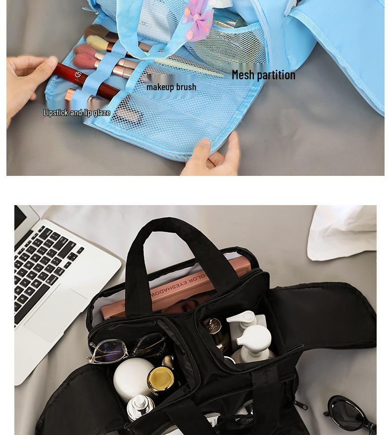Large Capacity Travel Tote: Women's Portable Makeup & Skincare Organizer with Compartments