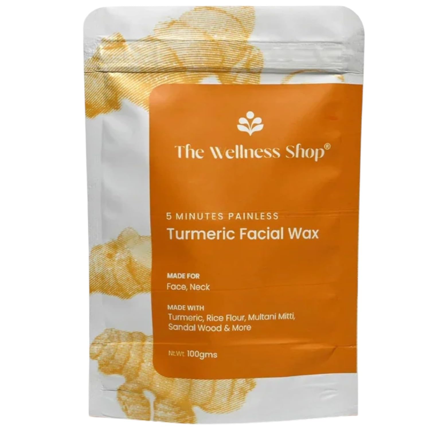

The Wellness Shop - Turmeric Facial Wax Powder, 5 min Painless Natural Face Hair Removal Waxing Powder, Easy to use at home, No chemicals - No Ir