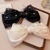 oversized bow mesh multi-layer pearl feather hairpin elegant spring clip fashion temperament versatile hair accessories