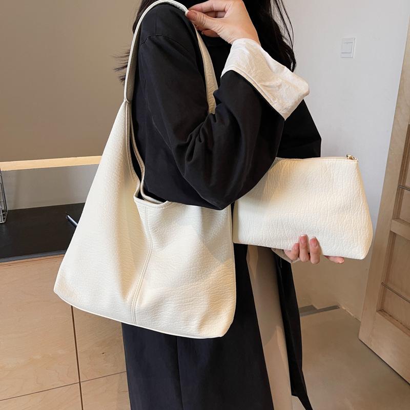 

Женские сумки большой вместимости, новые сумки-тоут из мягкой кожи через плечо под мышкой, сумки для通勤 на работу белый