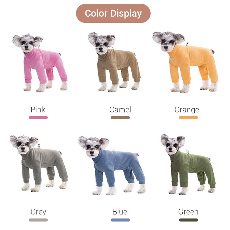 Winter Dog Clothes Pajamas for Small Dogs Soft Velvet Warm Dog Jumpsuit with Long Sleeves Windproof High Neck Puppy Undershirt