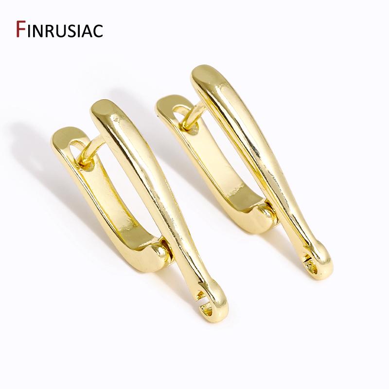 Wholesale 18K Gold Plated Brass Handmade Earwire Fasteners Basic Earring Hooks Clasp,DIY Women Shvenzy Earrings Making Supplies