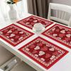 4/6pcs Valentine's Day Placemats, Red and White Heart Pattern Placemats, Suitable for Table Decoration, Romantic Polyester Placemats, Perfect for Vale