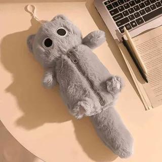 Cartoon Plush Big-Eyed Cat Pencil Case Super Soft Fun Doll Large Capacity Pencil Bags Multi-Functional Stationery Storage Bag