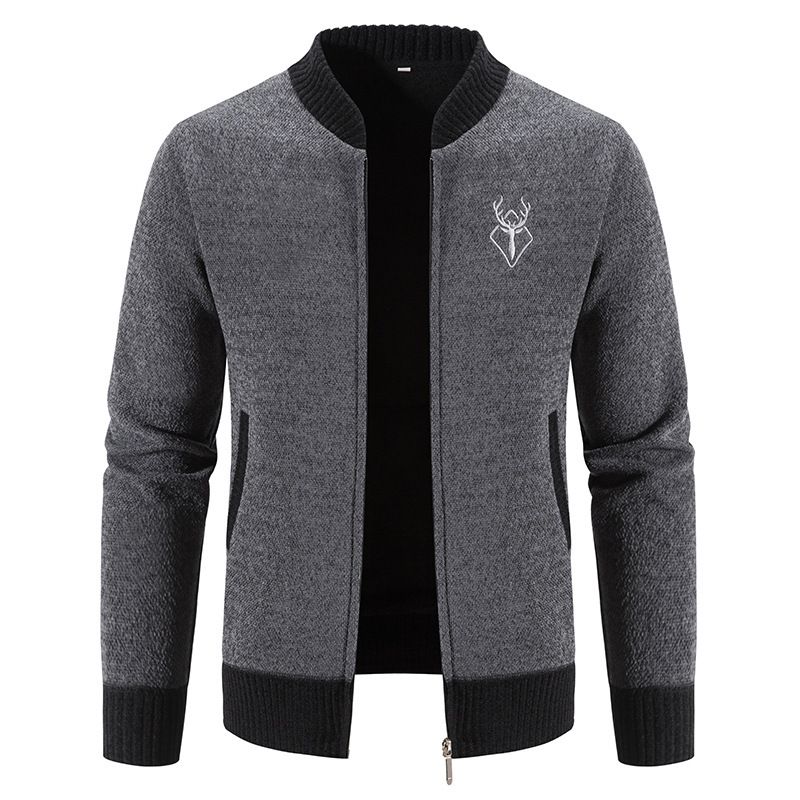 Mens Cardigan Sweater Autumn Winter Thick Warm Zipper Slim Fit Knitted Jacket Male Fleece Sweater Coat Jacket Men Clothing