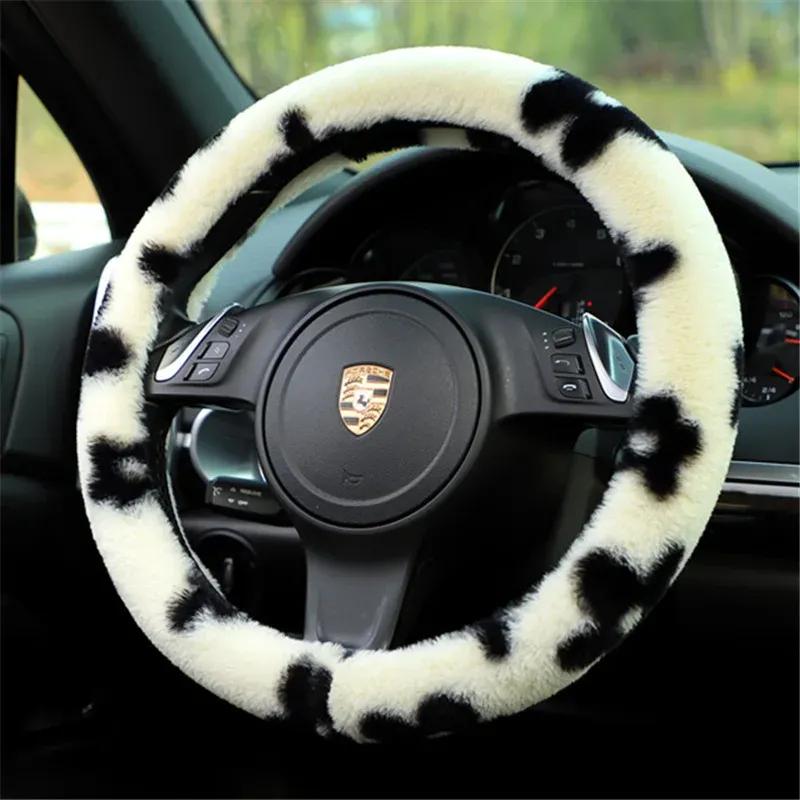 Winter Car Steering Wheel Cover Plush Warm Lint Fashion Cute Product Interior Accessories for Woman Girls Female Driver