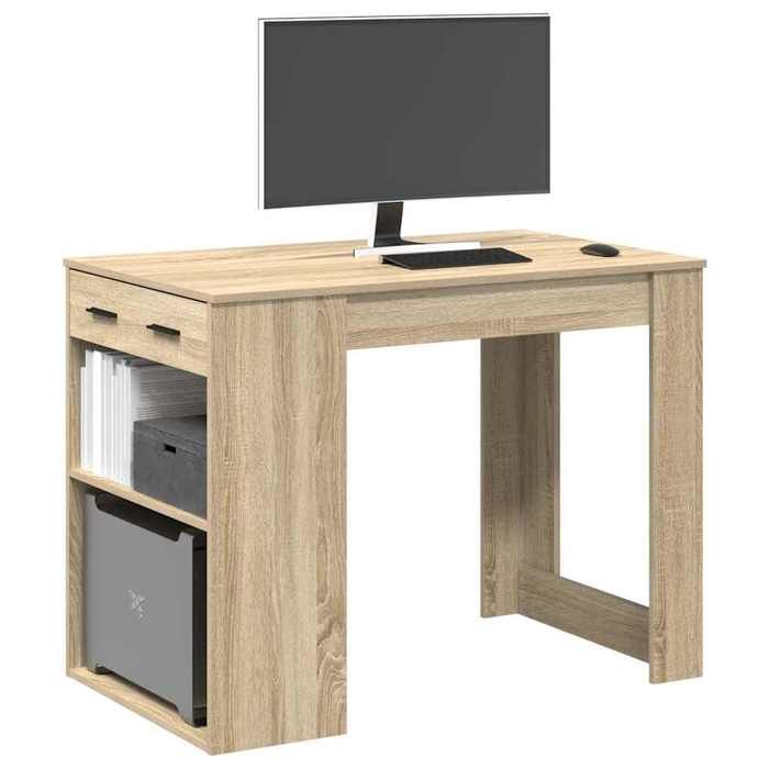 VidaXL Bureau avec tiroir et étagère chêne sonoma bois d'ingénierie 858688