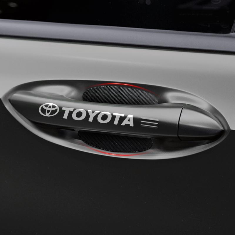Car Door Sticker Carbon Fiber Scratches Auto Handle Protection Film for Toyota TRD GR Yaris Hilux Corolla Prius Avensis Emblem Auris