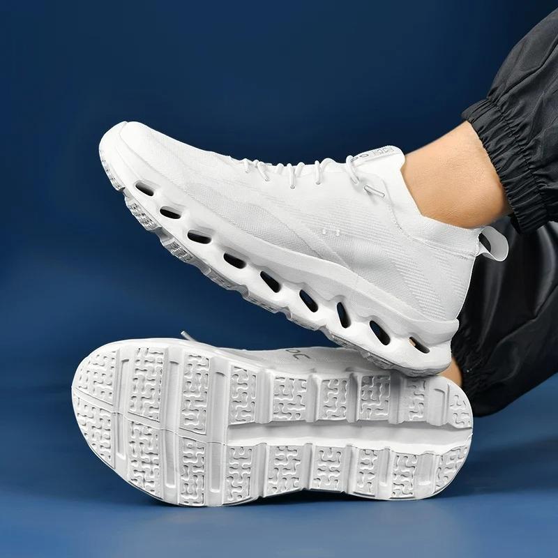 

Новые мужские сверхлегкие кроссовки для бега, спортивная обувь с амортизацией, мужские дышащие кроссовки для соревнований из летящей сетки с толстой подошвой 44