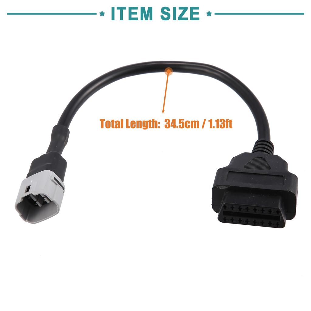 ACROPIX 34.5cm 1.13ft 6pin to OBDII Cable Cord Diagnostic Adapter Cable Motorcycle OBD2 Scanner