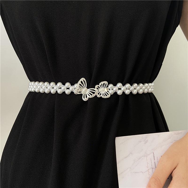 Women's Korean Style Pearl Waist Belt - Elegant, Versatile, Thin Elastic Chain with 22 Sweet Designs