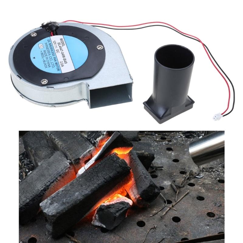 12V 2A 11028 BBQ Grill Fan Metal Turbo Blower for w/ Air Duct Charcoal- Starter Cooking Blower Electric Fan High Speed 5