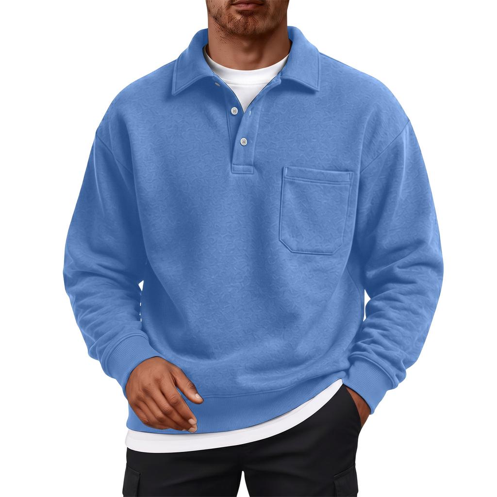 Sudadera de Manga Larga para Hombre con Forro, Cuello y Bolsillos para Otoño Invierno