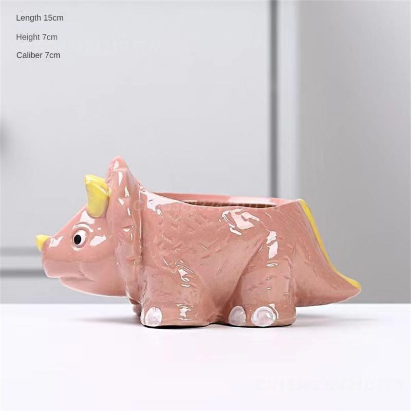 Succulent Planter Pot 15*6cm Cartoon Creative Mini Garden Decoration Planters Pot With Drain Holes Dinosaur Shaped Cartoon Cute