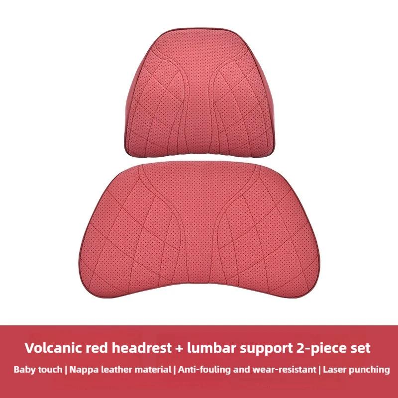 Universal Car Lumbar Support Pillow & Headrest Cushion - Memory Foam Neck/Back Cushion with OEM Car Texture