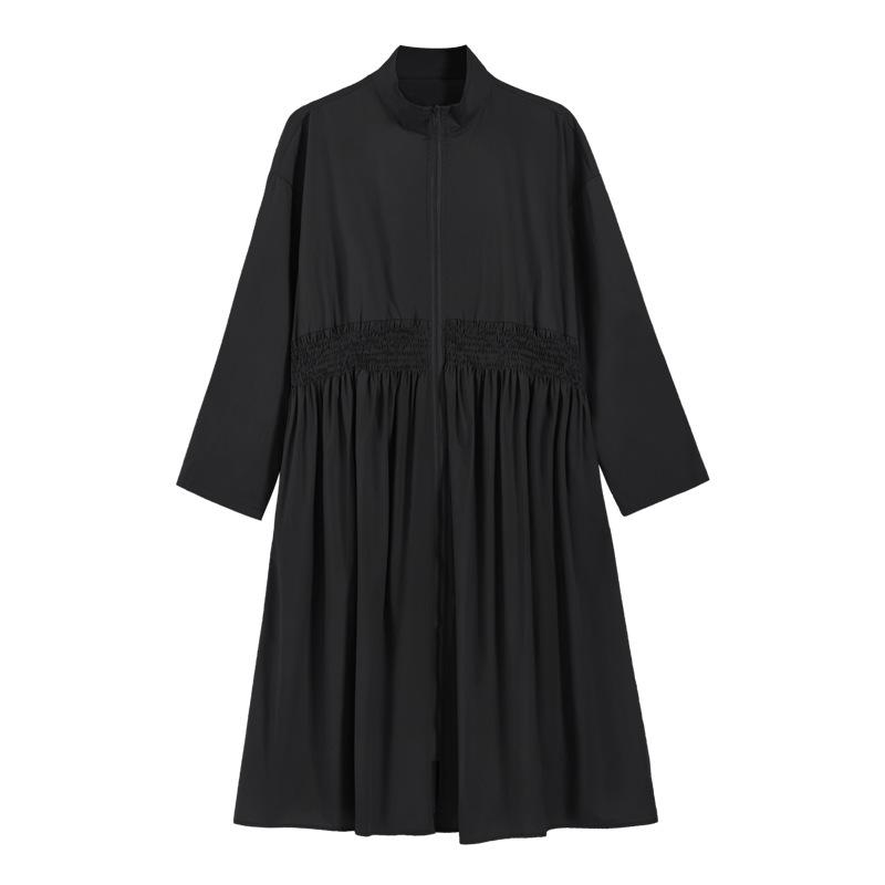 Xitao Pevný plisovaný dámský volný rolák trenčkot WLD6897