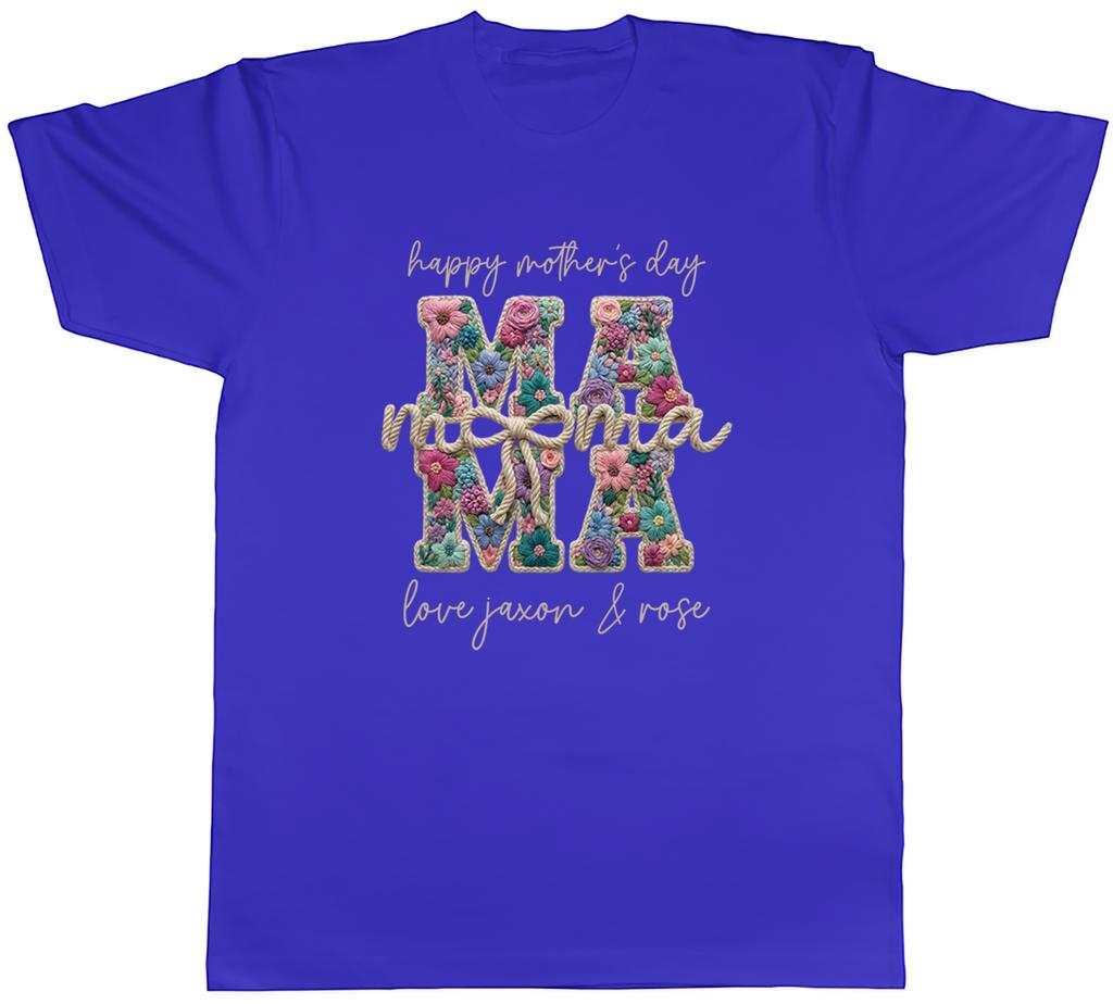 Personalised Happy Mothers Day Mama Crochet Unisexs TShirt Tee Gift Top