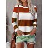 Women's 3D Stripe Printed T-shirt Fashion Long Sleeve Round Neck T-Shirt Regular Tops Holiday Weekend Spring and Autumn