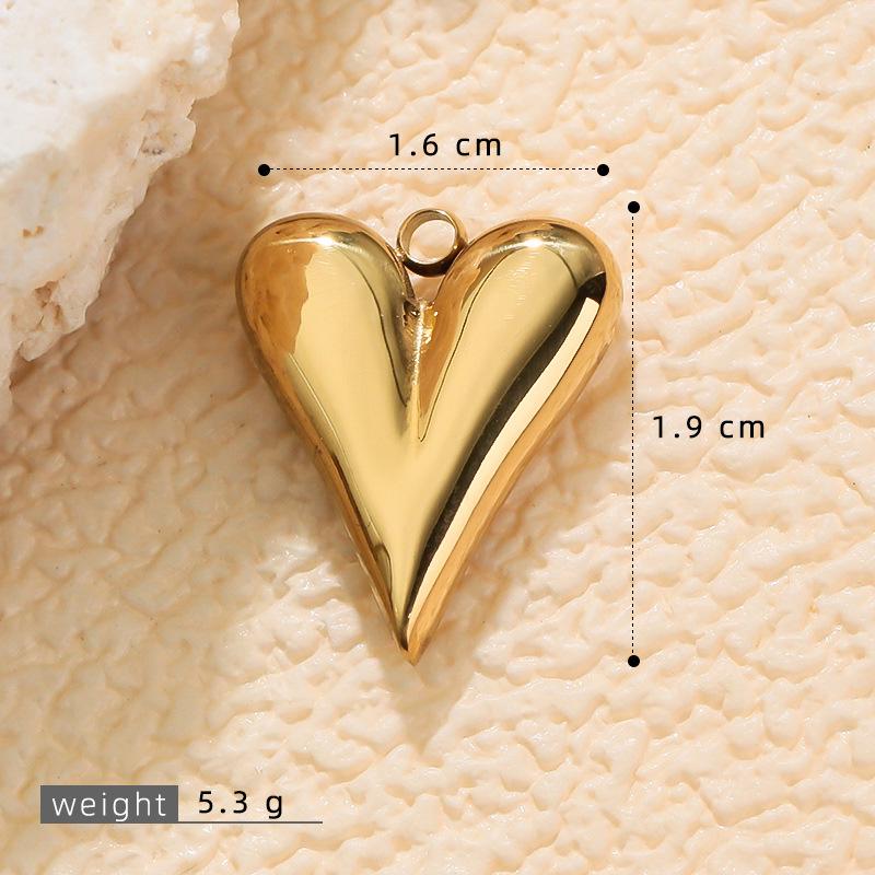 Doppelseitiger 3D-Herz-Halskettenanhänger, Edelstahl Pfirsichherz Schmuckzubehör