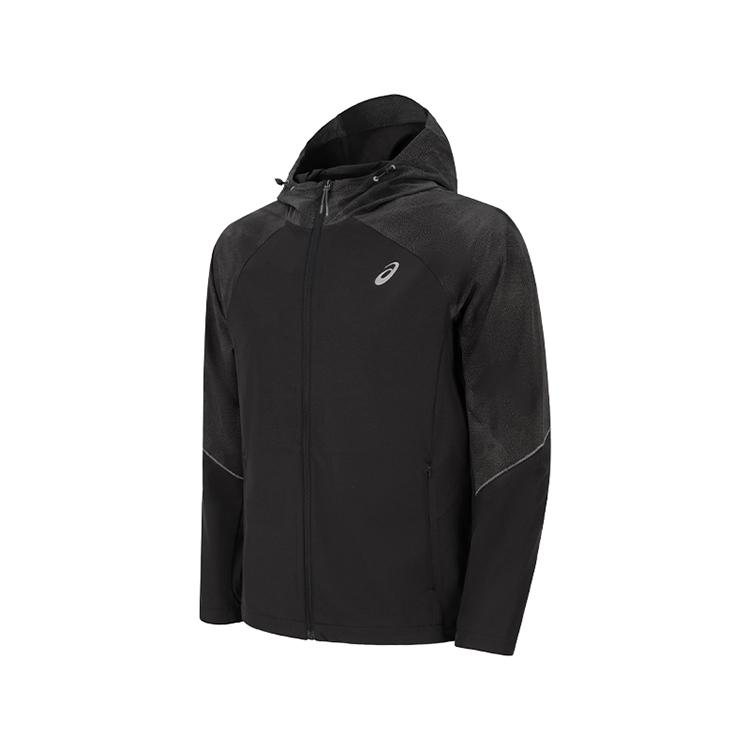 Asics Moisture Wicking Quick Dry Reflective Print Drawstring Hooded Running Jacket Men Jacket 2011D625-001