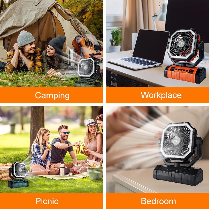 Multifunctional Remote-Control Camping Fan with Light - Long Battery Life, Strong Wind for Outdoor Use