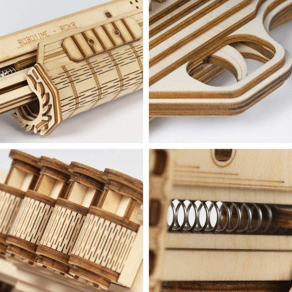 ROKR 3D Puzzle, Holzspielzeugpistole, Gummibandpistole, Lernspielzeug, Kindergartenfeier, Für Kinder, Mädchen, Jungen, Geburtstage, Erwachsene, Neujahr