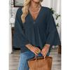 Spring Summer V-neck Elegant Loose Ruffled Women Blouse Half Sleeve Simple Casual Blouse Female New Solid Color Lotus Leaf Tops Office Sweet Clothing