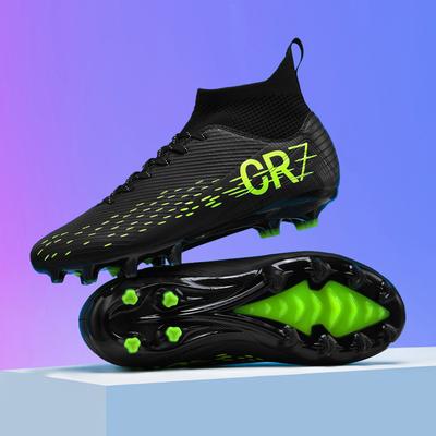 נעלי כדורגל גבוהות Cr7 מסמרים שבורים מסמרים לדשא מלאכותי רגלי עור בנים ובנות תלמידים נעלי אימון