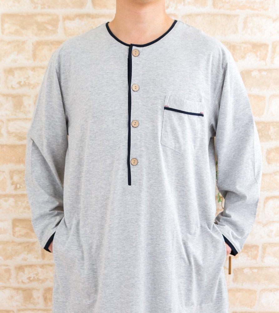 Eye unisex Henley pullover cotton jersey perfect for spring and early 17113 light K's long-sleeved sleeper, 100% knit, fall. (3L, gray)