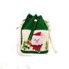 Christmas Crochet Bag Santa Drawstring Bucket Bag Handmade Yarn Holiday Gift Pouch