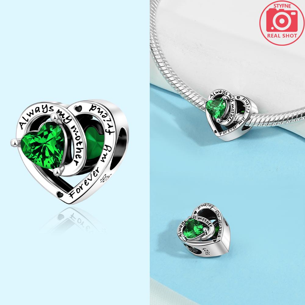

Charm Bead Components Copper Metal Authentic Original Luminous Pink Zircon Crown Heart Birthstone Bead Components Compatible With Bracelet High