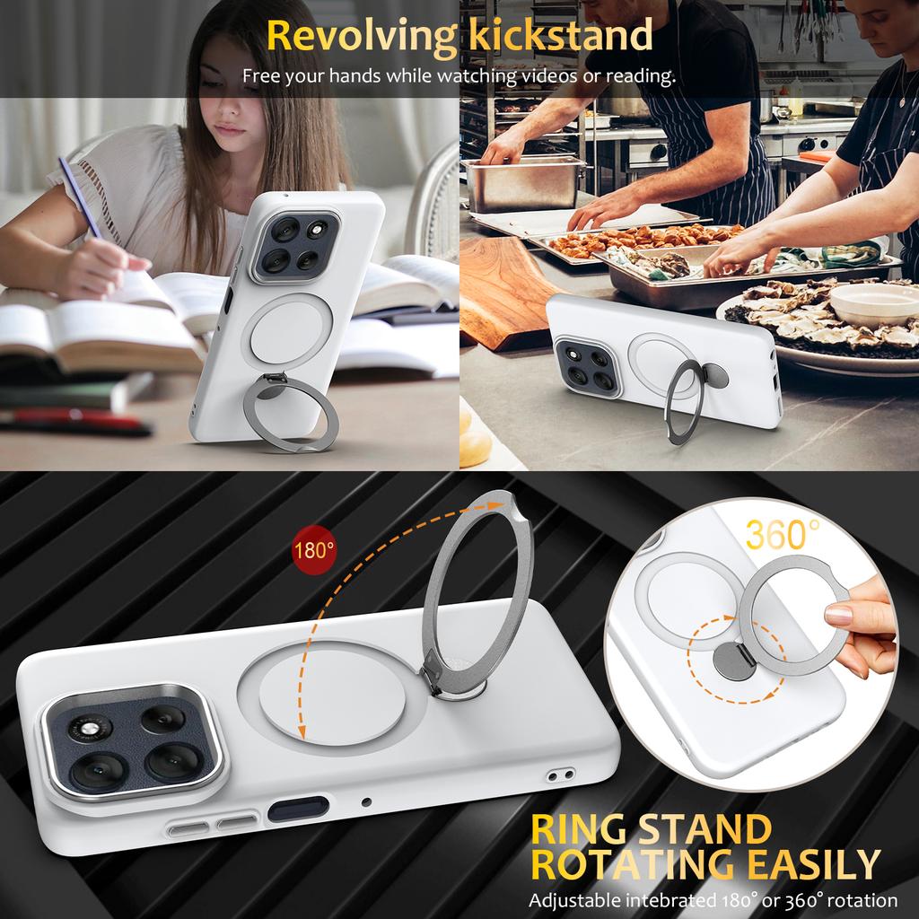 Dla Motorola Edge 70 5G/moto X70 Air Magnetyczne Etui Obrotowy Pierścień Podpórka Tylna Pokrywa z TPU + PC