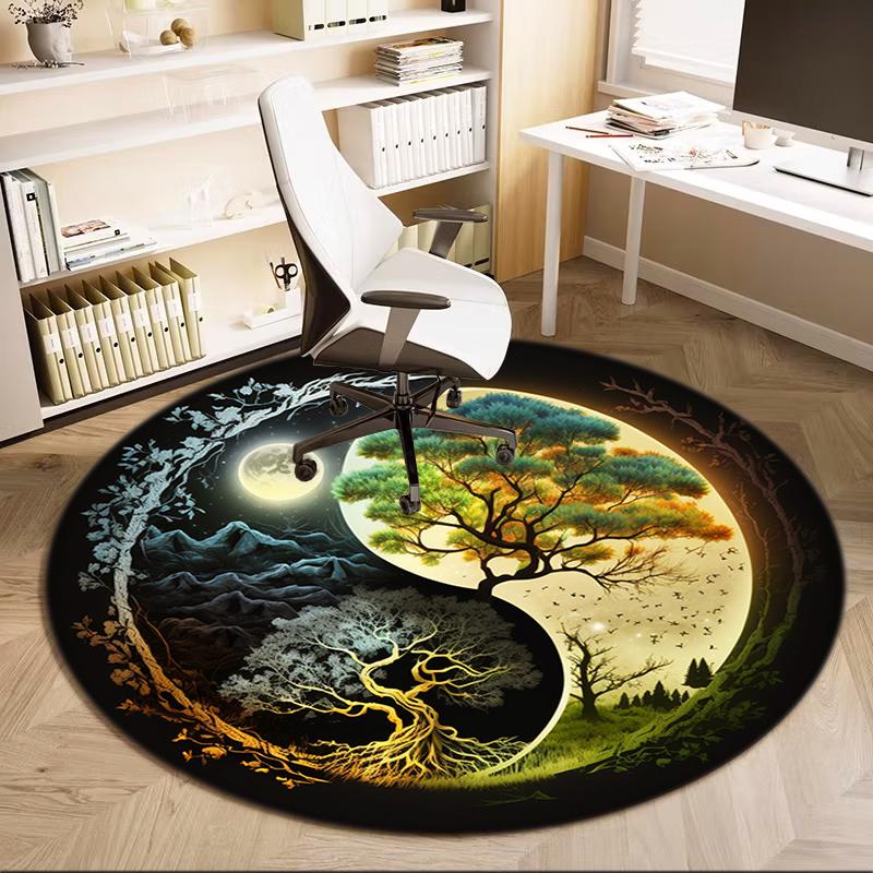 1Pc Celtic Tree of Life theme Printed circular carpet, home door mat, outdoor travel protection carpet A16