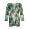 Women's Fashionable Casual Three-Quarter Sleeve Christmas Print Round Neck Top