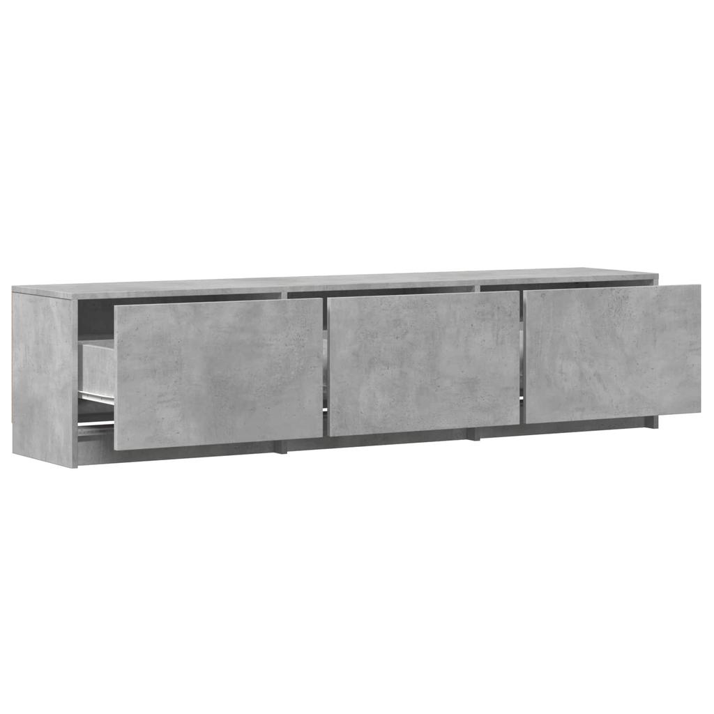 TV Stand with LED Lighting Concrete Grey 165 X 34 X 40 Cm Particleboard