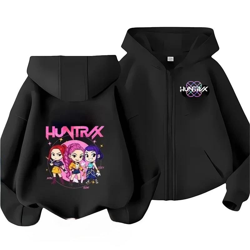 KPop Demon Hunters Zipper Hoodie Cartoon Girls Boys Coat Fashion Clothes Autumn Hoodie Kids Anime Sweatshirt