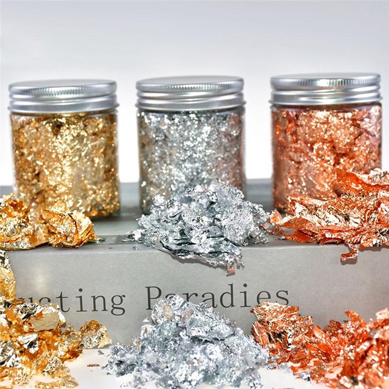M-Modern-Imitation Gold, Silver & Copper Foil, Suitable For DIY Nail Art, Candle Mold Making, & Decorative Art.