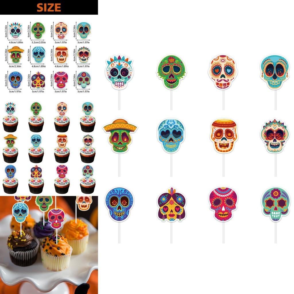 Halloween Skull Cake Topper Paper Party Decoration For Spooky Celebrations