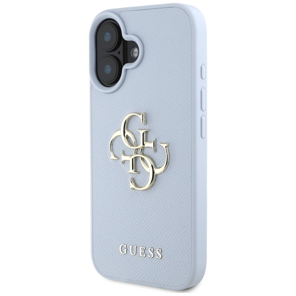 Guess Grained Big 4G Logo Small Classic Logo Hülle für iPhone 16 blau
