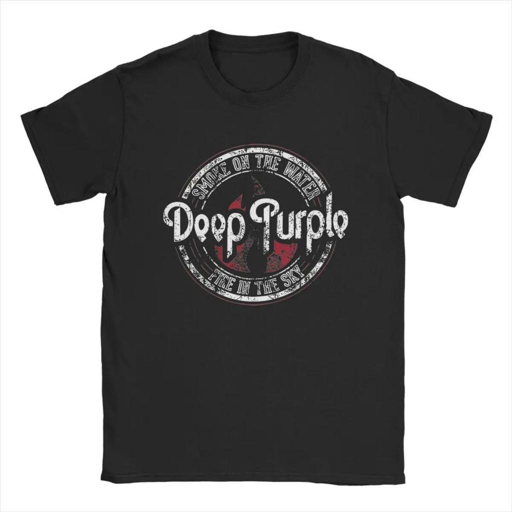 Męska koszulka z gadżetami zespołu Deep Purple - 100% bawełna, krótki rękaw, okrągły dekolt