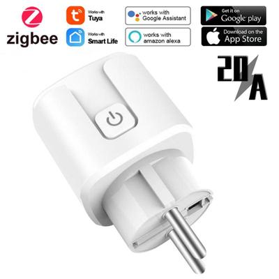 1/2pcs 20a Tuya Wifi Eu Smart Plug Outlet 220v Power Monitor Wireless Socket Remote Timer Control For Google Home Alexa