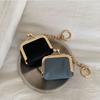 Multicolored Kiss Lock Coin Purse With Keychain Small Item Bag Simple Leather Jewelry Bag  Ring