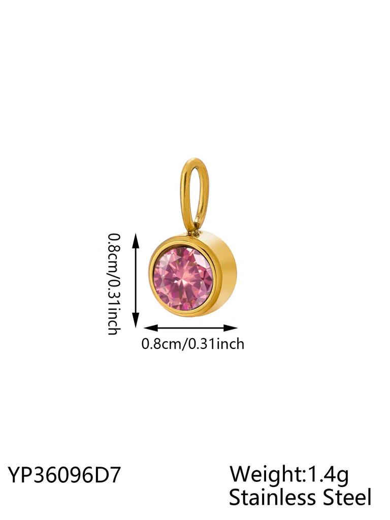 CARLIDANA Waterproof 12 Month Crystal Birthstone 14K Gold Plated Stainless Steel 8MM Birthstone Bezel Pendant DIY Charm