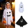 Costume Spettrale Fotogenico Mantello Fantasma di Halloween con Cappuccio, Vestibilità Larga Orlo Irregolare Cosplay per Festa, Mantello Pullover Bianco Bambini Adulti Morbido Traspirante